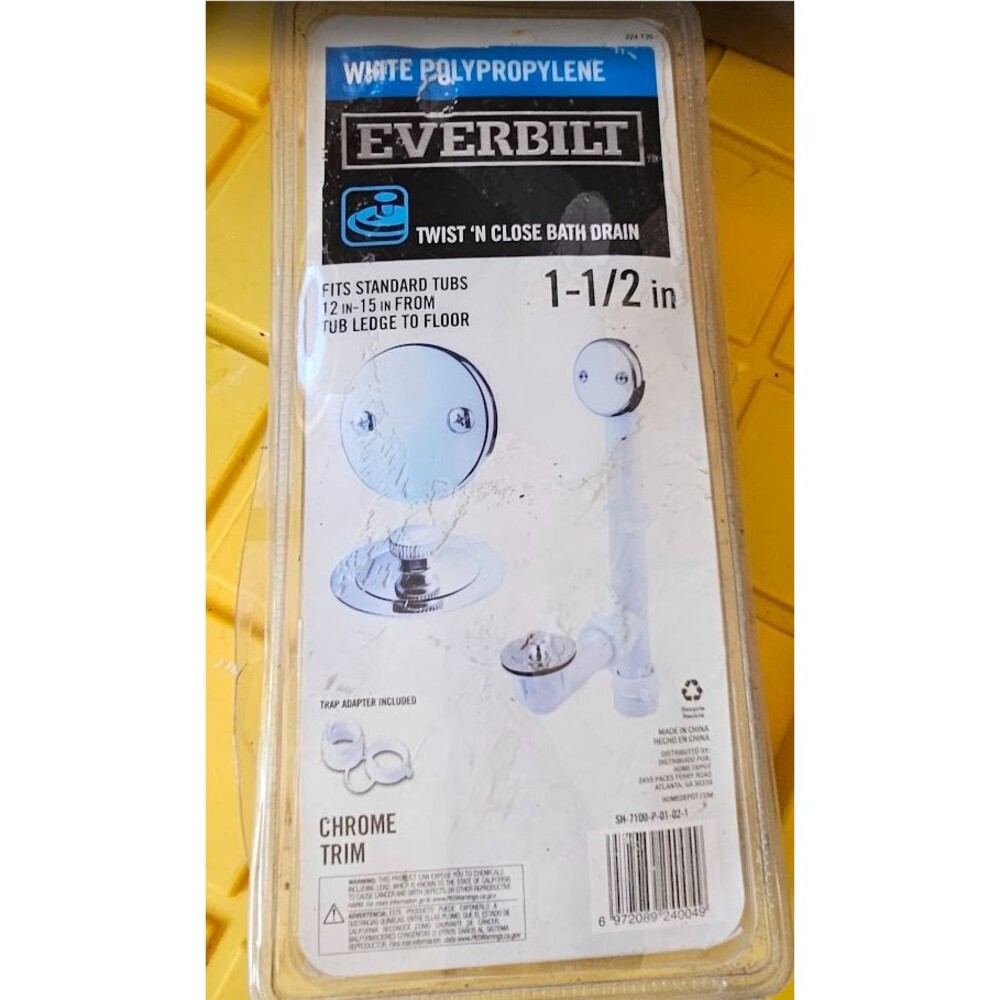 Everbilt Trip Lever 1-1/2 in. White Poly Bath Waste and Overflow Drain in Chrome
